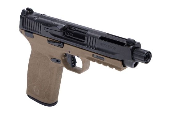 Optic-ready 5.7 pistol with threaded barrel.